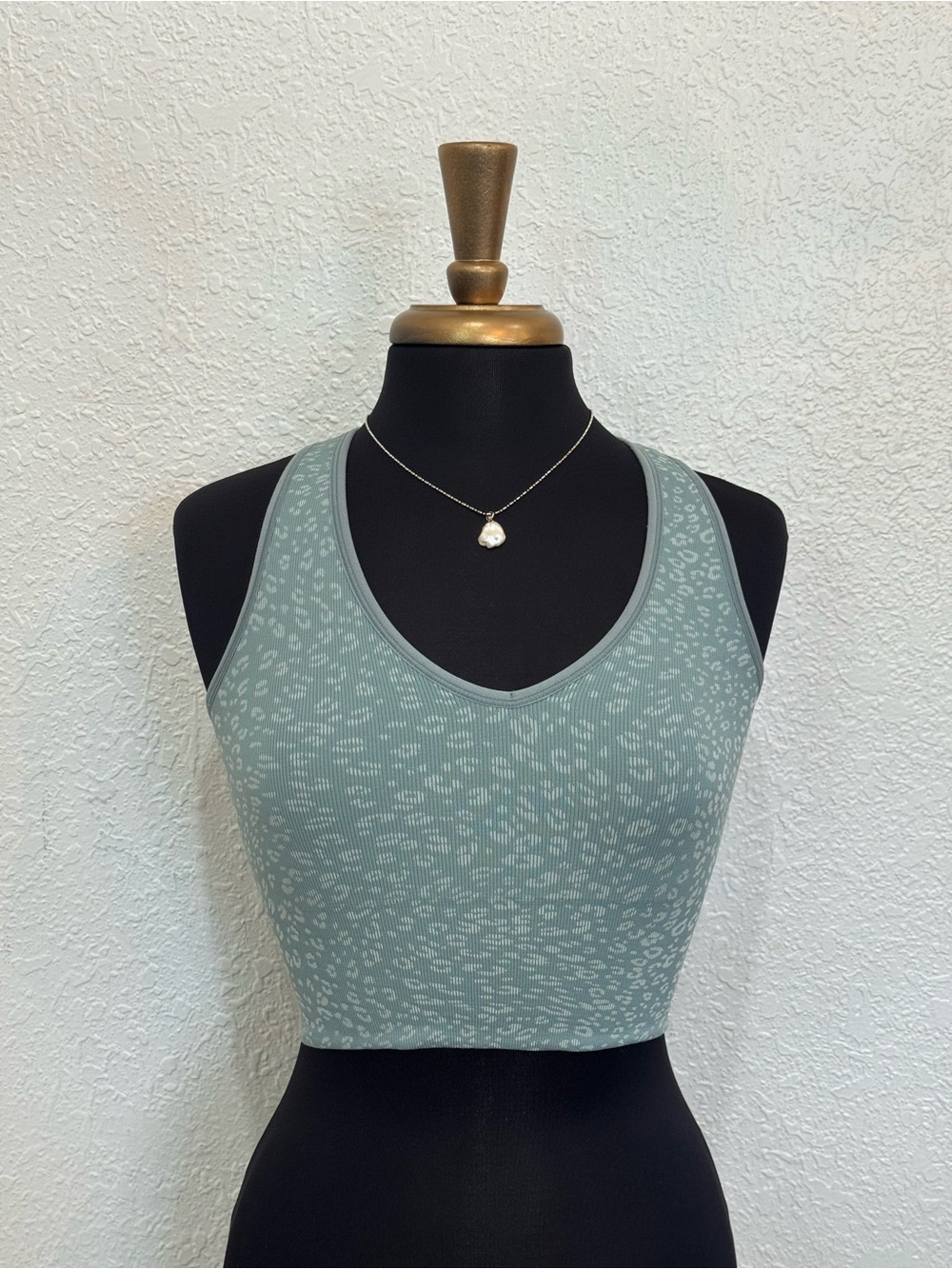 Light Sage Animal Print Sports Bra Crop Top